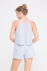 STRIPE BUTTON DOWN AIRY SLEEVELESS TOP