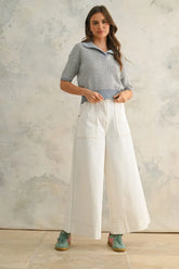 STITCH DETAIL WIDE LEG PANTS