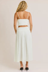 SMOCKED SPAGHETTI STRAP CROP TOP