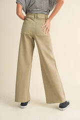 STRAIGHT WIDE LEG DENIM PANTS
