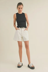WASHED DENIM SHORT