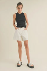 WASHED DENIM SHORT