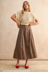 MINI PLEAT DETAILED LONG SKIRT