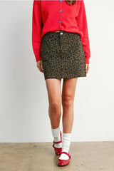 LEOPARD PRINT BUTTONED MINI SKIRT