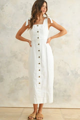 SLEEVELESS BUTTON DOWN STRETCH DRESS