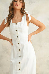 SLEEVELESS BUTTON DOWN STRETCH DRESS