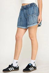 BALLOON STYLE POCKETS DENIM SHORTS