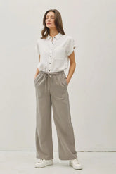 WIDE LEG PANTS WITH POCKETS ELASTIC WAIST