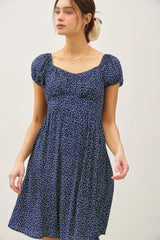 FLORAL PRINT PUFF SLEEVE MINI DRESS