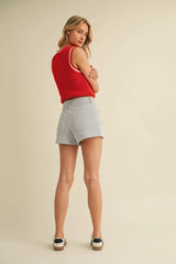 HIGH RISE PATCH POCKET DENIM SHORT