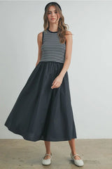 STRIPED SLEEVELESS MAXI DRESS