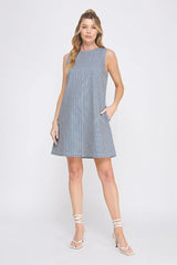 STRIPED DRESS WITH BACK CUT OUT DETAIL
