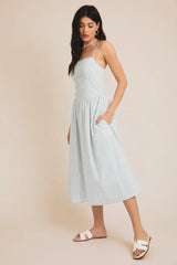 SLEEVELESS FIT & FLARE KNIT MIDI DRESS