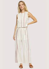 LOST + WANDER SUMMER STRIPED COTTON STRAIGHT PANTS