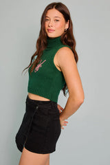 TURTLE NECK SLEEVELESS CROPPED JOY TOP