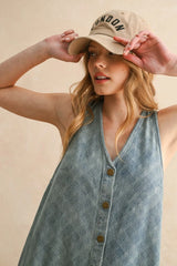 JACQUARD DENIM BUTTON FRONT DRESS