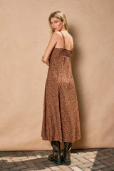 WILD BABY EMPIRE WAIST MIDI SLIT DRESS