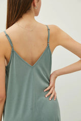 V-NECK ADJUSTABLE STRAP MAXI DRESS