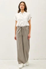 WIDE LEG PANTS WITH POCKETS ELASTIC WAIST