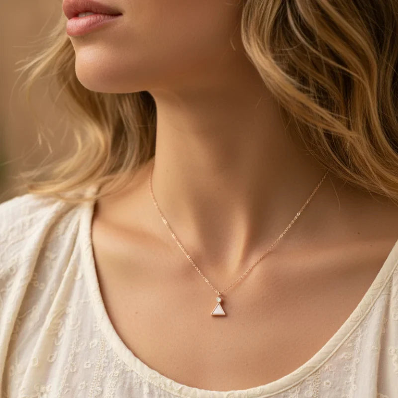 GEMSTONE TRIANGLE PENDANT NECKLACE