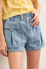 POUCH POCKET DENIM SHORTS
