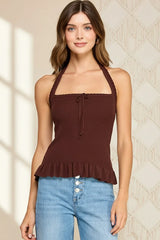 HALTER NECK CROPPED TANK TOP