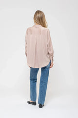SATIN PINSTRIPE BUTTON UP TOP
