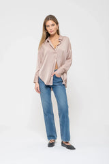SATIN PINSTRIPE BUTTON UP TOP