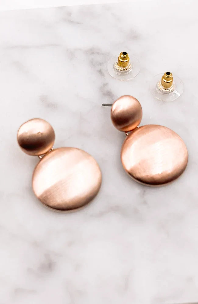 ROSE GOLD ROUND DROP EARRINGS