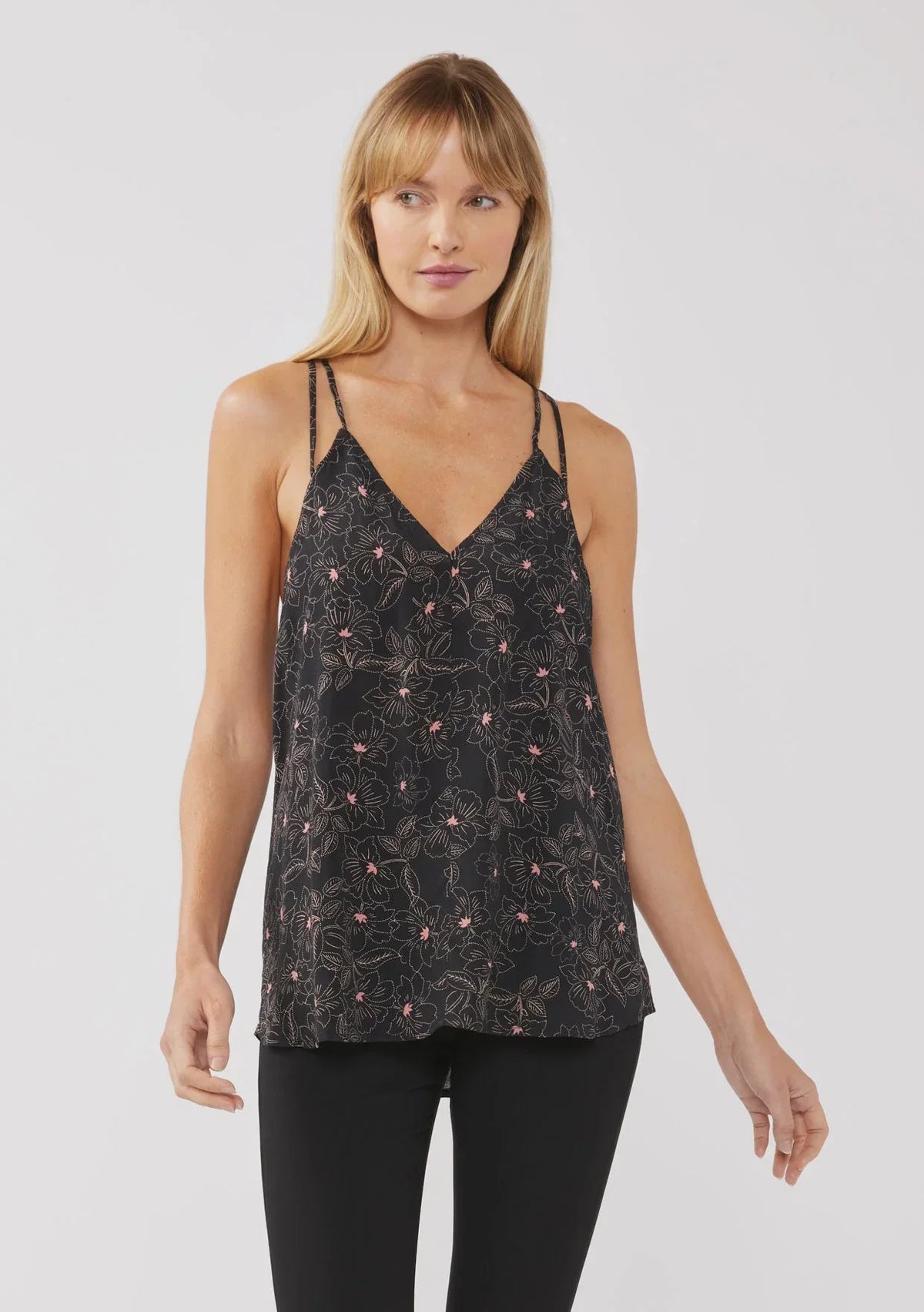 FLORAL PRINT SPAGHETTI STRAP SWING TANK TOP