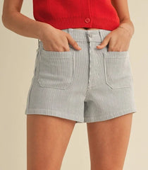 HIGH RISE PATCH POCKET DENIM SHORT