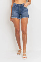 MID RISE MINI DISTRESS FRAY HEM SHORT
