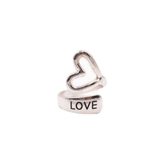 SILVER HEART LOVE RING