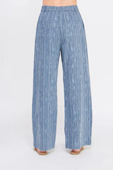TEXTURED WIDE LEG PANTS BACK ELASTIC WAIST