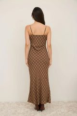 PLAID SPAGHETTI STRAP MAXI DRESS