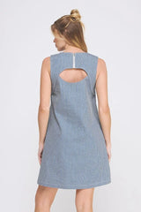 STRIPED DRESS WITH BACK CUT OUT DETAIL