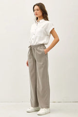 WIDE LEG PANTS WITH POCKETS ELASTIC WAIST