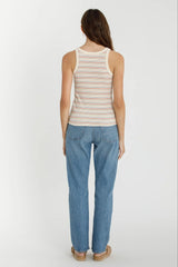 RIBBED COTTON MULTI STRIPED TANK TOP