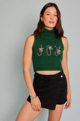 TURTLE NECK SLEEVELESS CROPPED JOY TOP