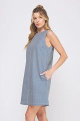 STRIPED DRESS WITH BACK CUT OUT DETAIL