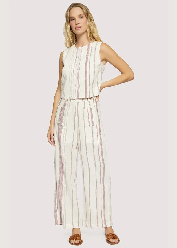 LOST + WANDER SUMMER STRIPED COTTON STRAIGHT PANTS