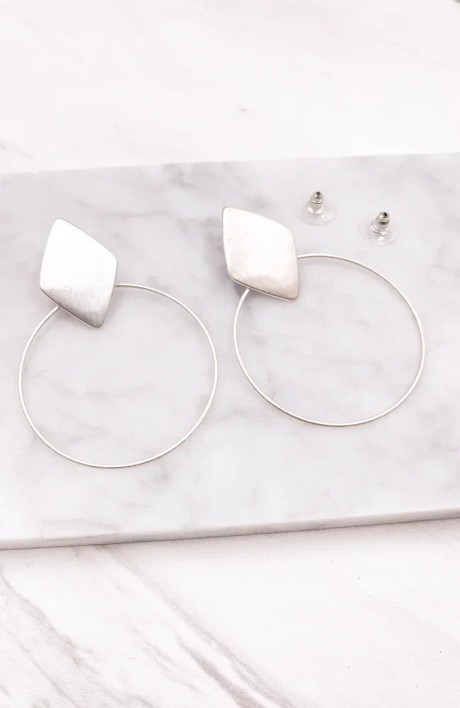 SILVER MULTI SHAPE HOOP EARRINGS