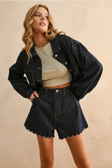 SCALLOP EMBROIDERY SHORT