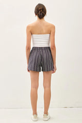 BREEZY COTTON BLEND STRIPED SHORTS