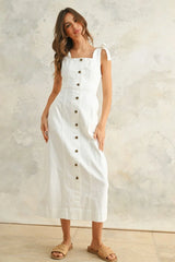 SLEEVELESS BUTTON DOWN STRETCH DRESS