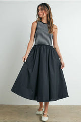 STRIPED SLEEVELESS MAXI DRESS