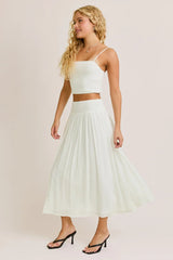 SMOCKED SPAGHETTI STRAP CROP TOP